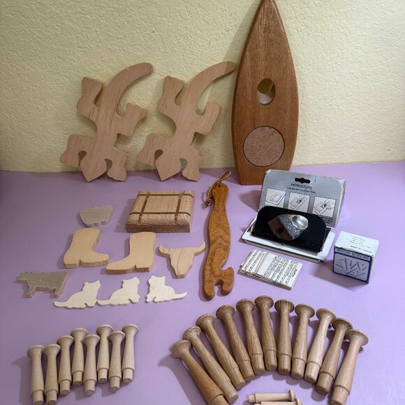 Assortment of Wooden Templates for Crafts Project Matt Cutter, Brass Screws, etc - Picture 1 of 9